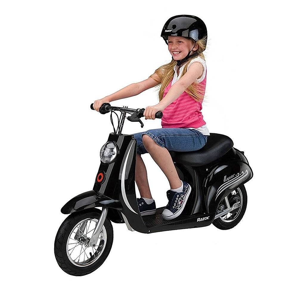 Left View: Razor - Electric Kids Ride On Retro Scooter - Black