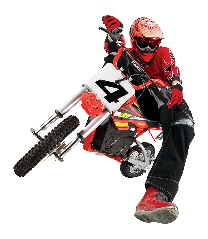 Left View: Razor - Dirt Rocket High-Torque Electric Motorcycle Dirt Bike - Red