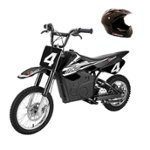 Front. Razor - MX650 Dirt Rocket Electric Motocross Motorcycle Dirt Bike w/Helmet, Black - Black.