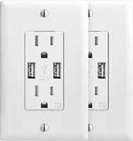 Best Buy essentials™ - 2.4 A USB Charger Wall Outlet (2-Pack) - White - Front_Zoom
