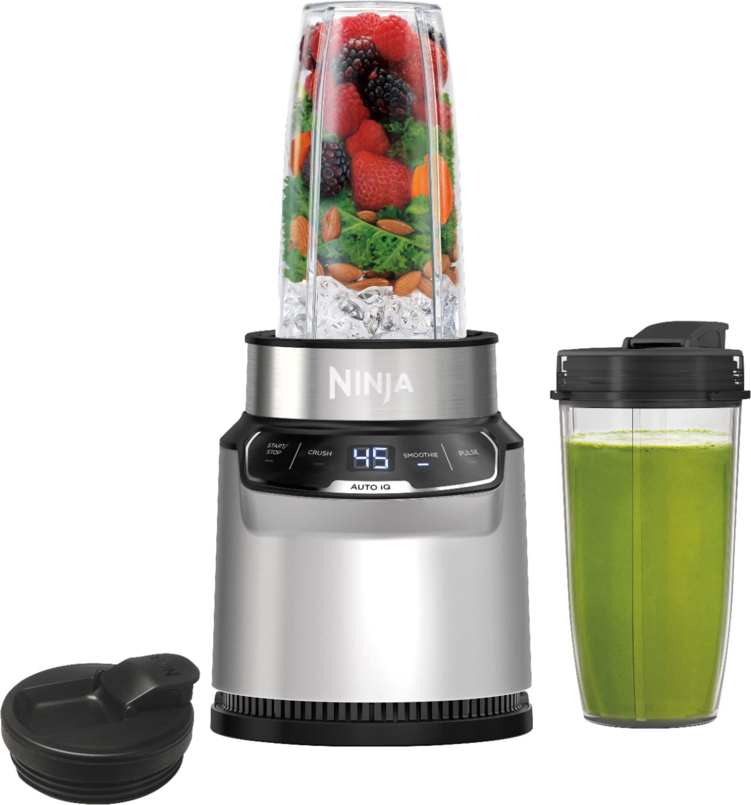 Left. Ninja - Nutri-Blender Pro Personal Blender with Auto-iQ - Cloud Silver.