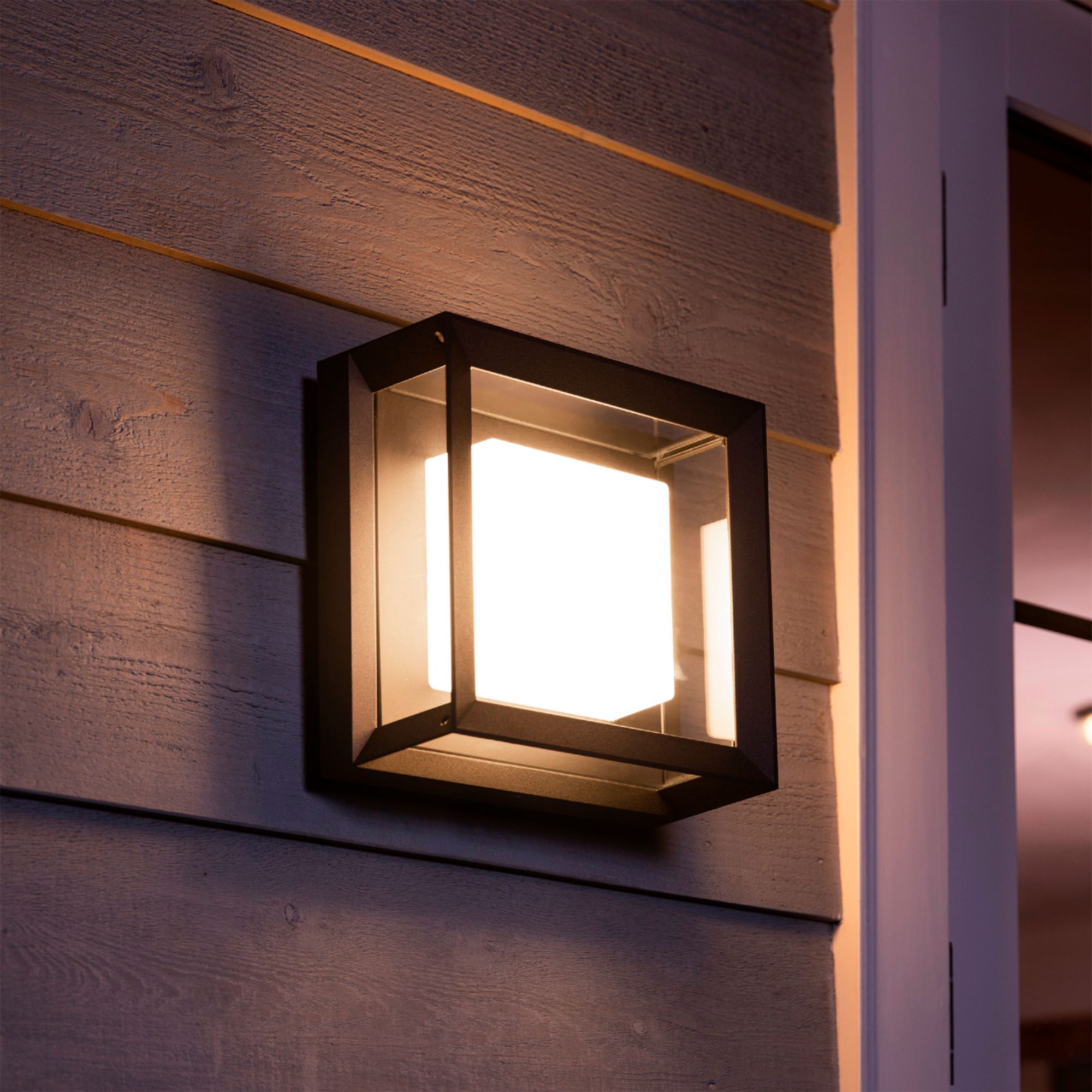 Left View: Philips - Hue Econic Outdoor Wall and Ceiling Light - White and Color Ambiance