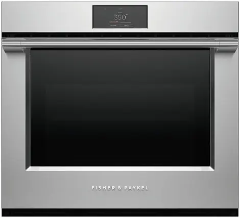 Front. Fisher & Paykel - Series 9 Professional 30 in 4.1 cu ft Built-in Single Electric Convection Wall Oven 17 Function Self-cleaning - Stainless Steel.