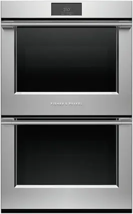 Front. Fisher & Paykel - Professional 30 in 8.2 cu ft Built-in 17 function Double Electric Convection Wall Oven with Self-cleaning - Stainless Steel.