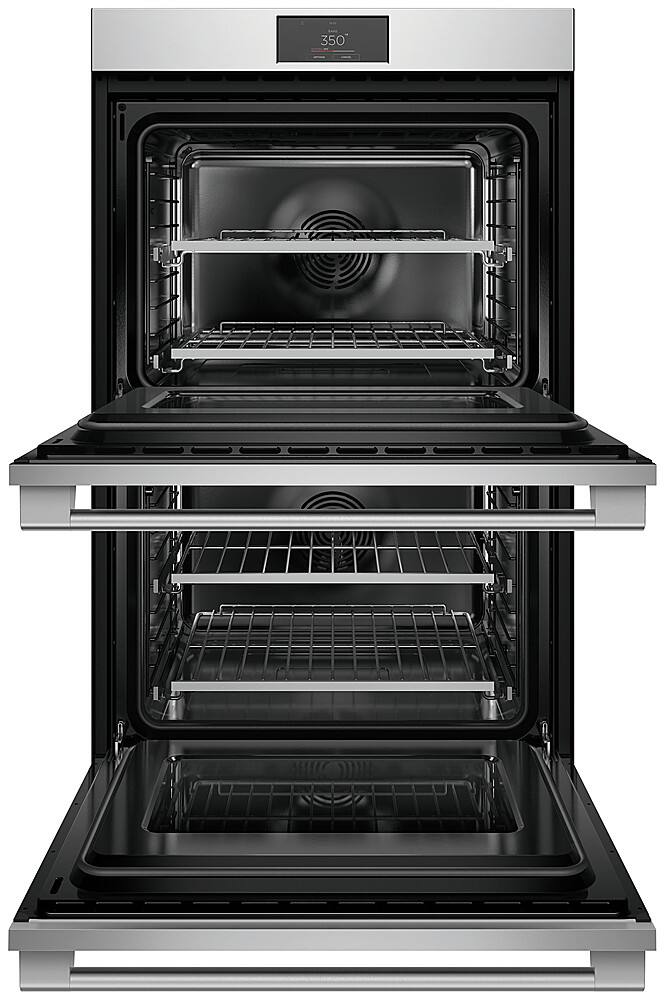 Left. Fisher & Paykel - Professional 30 in 8.2 cu ft Built-in 17 function Double Electric Convection Wall Oven with Self-cleaning - Stainless steel.