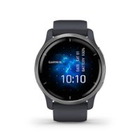Garmin - Venu 2 GPS Smartwatch 33mm Fiber-Reinforced Polymer - Silver Bezel with Granite Blue Case - Front_Zoom