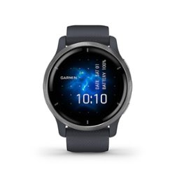 Garmin - Venu 2 GPS Smartwatch 45 mm Fiber-Reinforced Polymer - Silver Bezel with Granite Blue Case - Front_Zoom