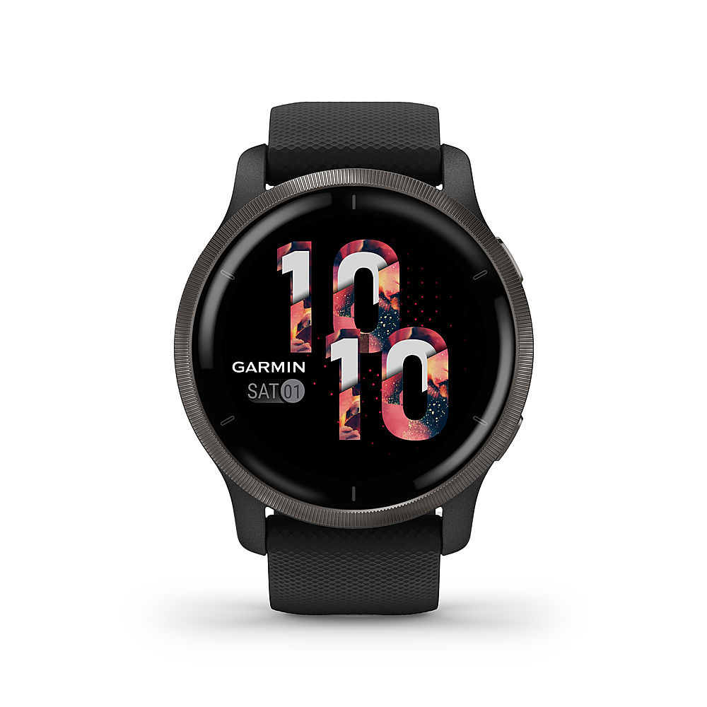 Garmin Venu 2, GPS Smartwatch with Advanced Health Monitoring and Fitness  Features, Slate Bezel with Black Case and Silicone Band , 27.9 mm