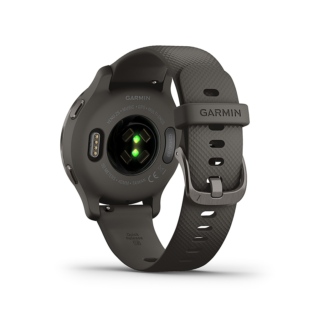 Back View: Garmin - Venu 2S GPS Smartwatch 28mm Fiber-Reinforced Polymer - Slate Bezel with Graphite Case