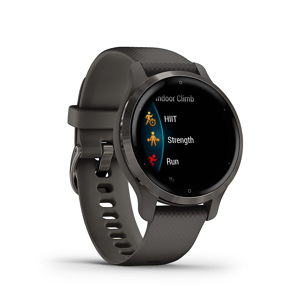 Angle View: Garmin - Venu 2S GPS Smartwatch 28mm Fiber-Reinforced Polymer - Slate Bezel with Graphite Case