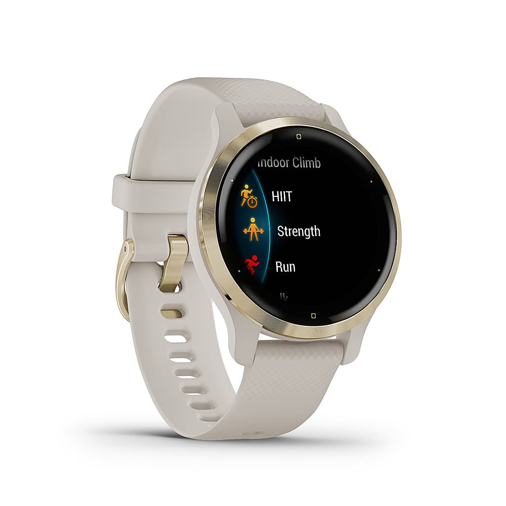 Angle. Garmin - Venu 2S GPS Smartwatch 40 mm Fiber-Reinforced Polymer - Light Gold.