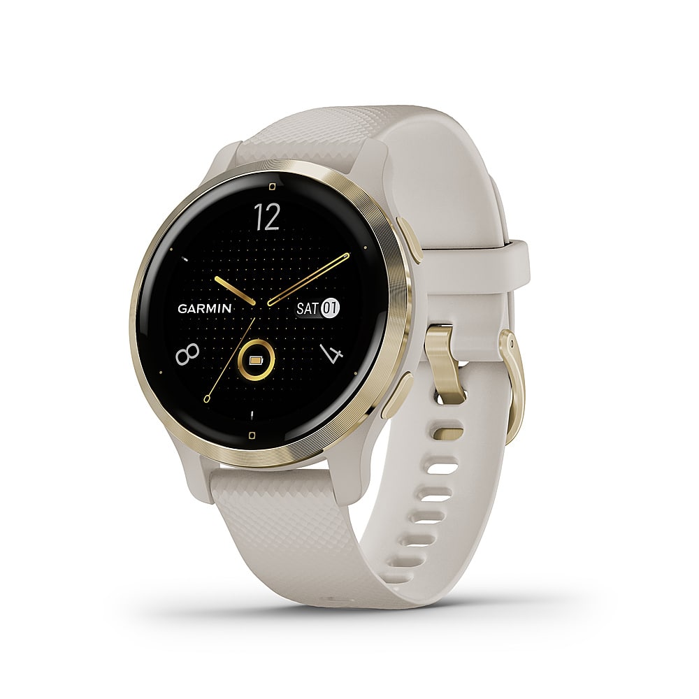 Front. Garmin - Venu 2S GPS Smartwatch 40 mm Fiber-Reinforced Polymer - Light Gold.