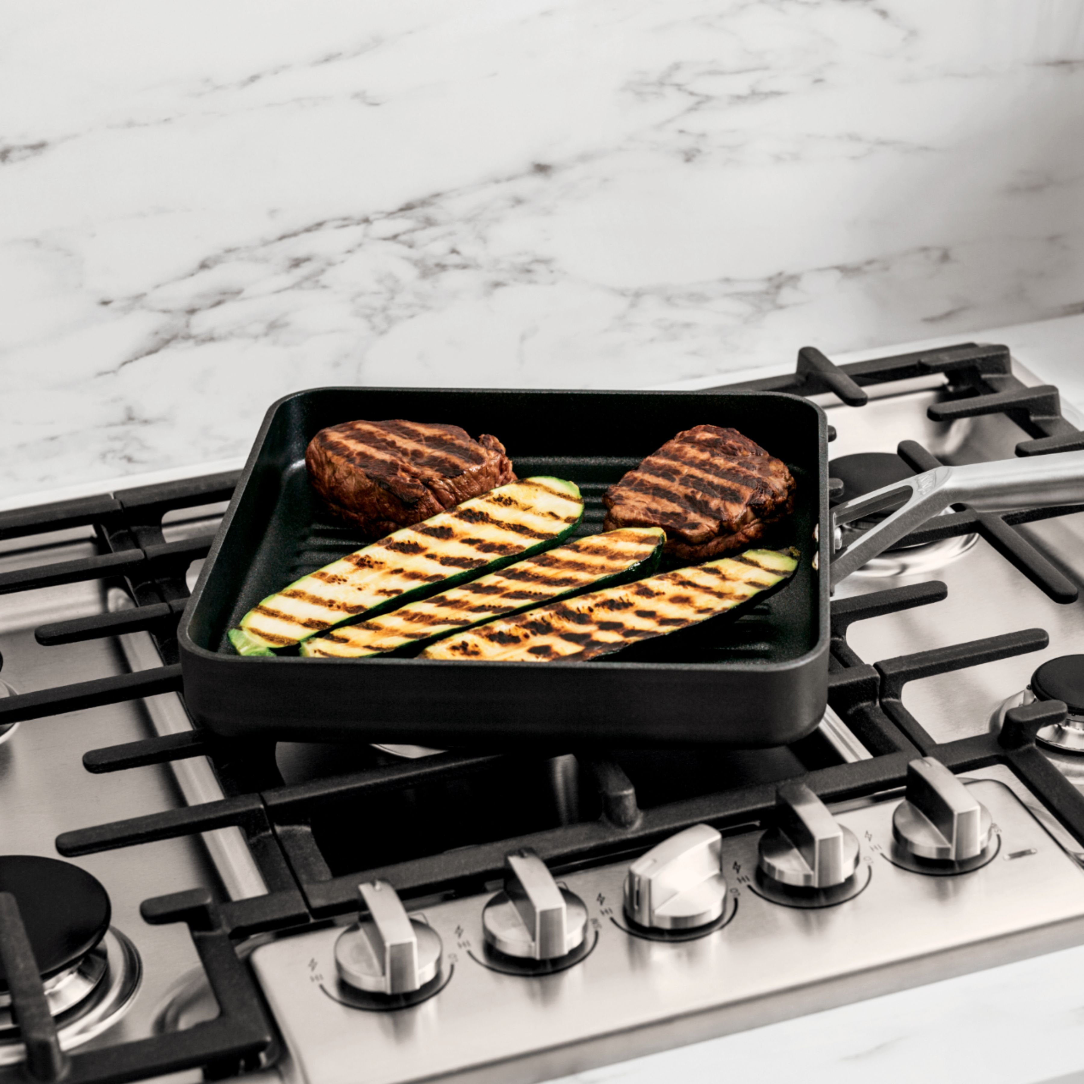 Ninja C30628 Foodi NeverStick Premium 11-Inch Square Griddle Pan & Oven  Safe to 500°F, Slate Grey & C30928 Foodi NeverStick Premium 11-Inch Wok,  Slate
