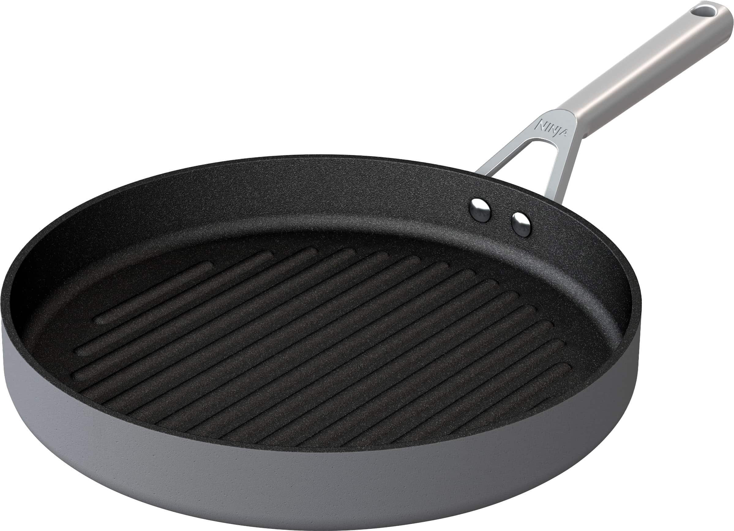 Ninja - NeverStick Premium Hard-Anodized 12-Inch Round Grill Pan - Gray - Angle_Zoom