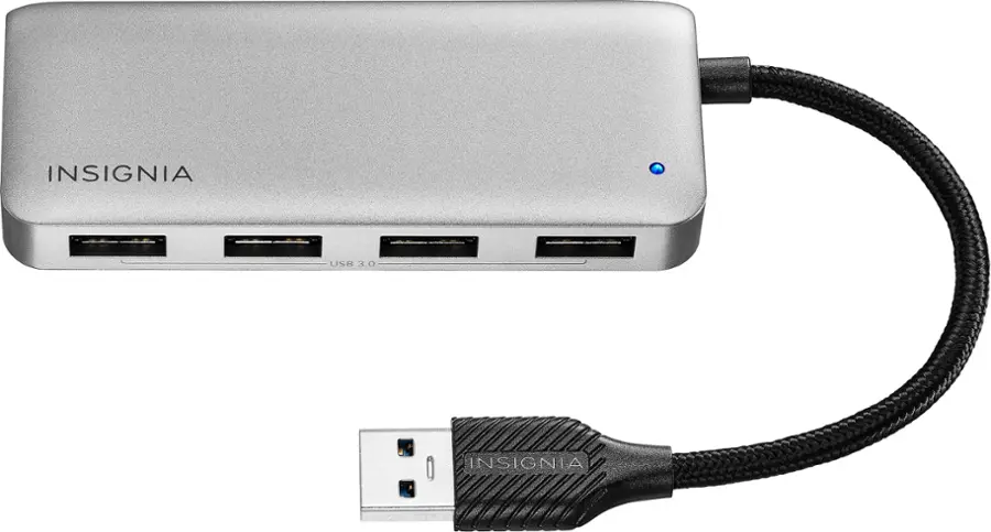 Insignia™ 4 Port USB 3.0 Hub Gray NS-PH3A4AT - Open Box - Best Buy