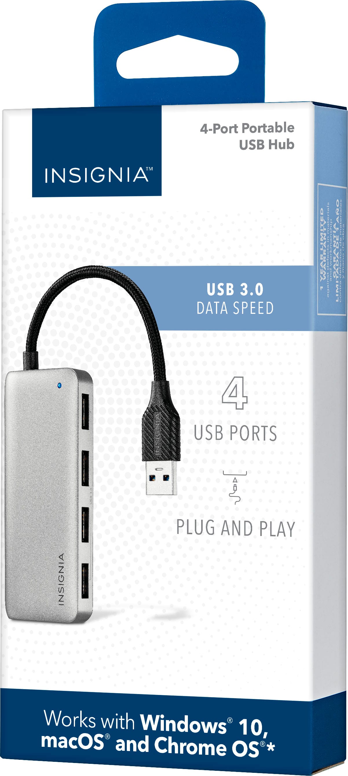 Alt View 15. Insignia™ - 4-Port USB 3.0 Hub - Gray.