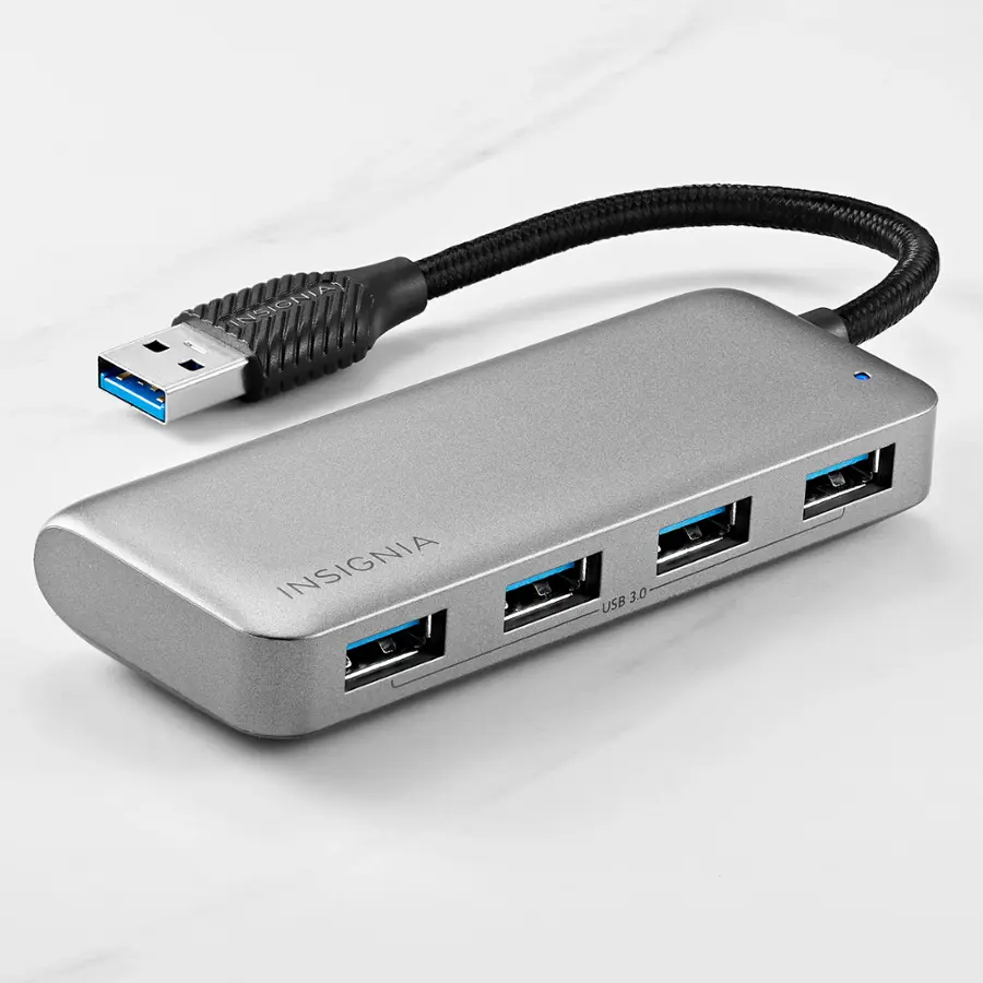 Insignia™ 4 Port USB 3.0 Hub Gray NS-PH3A4AT - Open Box - Best Buy