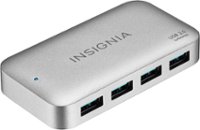 Insignia™ - 4-Port USB 3.0 Powered Hub - Metallic Gray - Front_Zoom