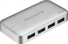 Front. Insignia™ - 4-Port USB 3.0 Powered Hub - Metallic Gray.