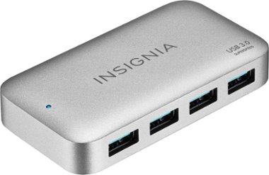Insignia™ - 4-Port USB 3.0 Powered Hub - Metallic Gray - Front_Zoom