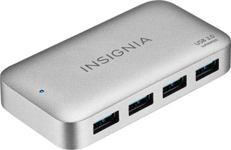 Insignia™ - 4-Port USB 3.0 Powered Hub - Metallic Gray