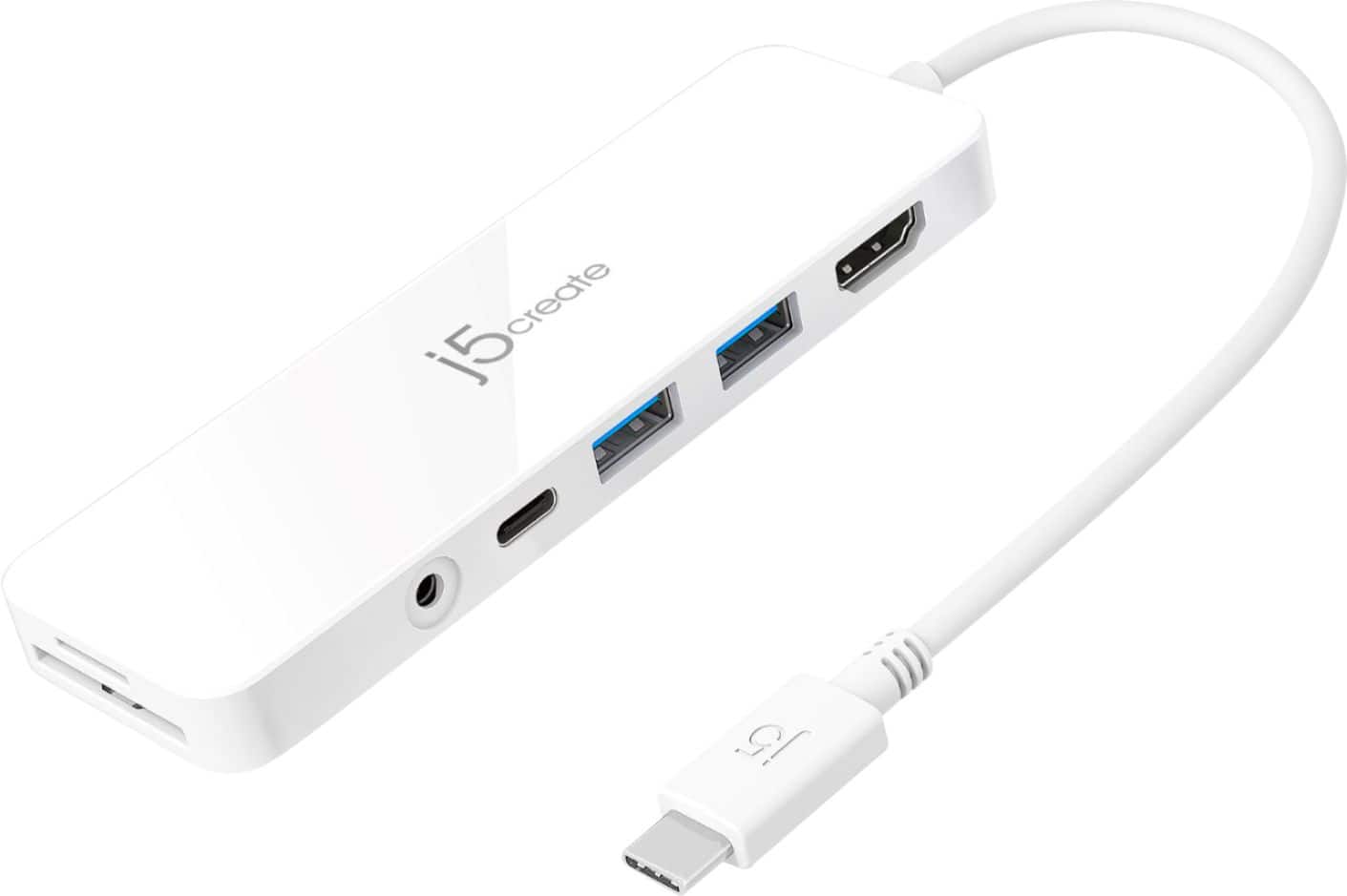 Front. j5create - USB-C Multi-Port Hub with Power Delivery - White.