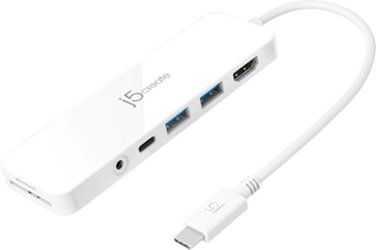 j5create - USB-C Multi-Port Hub with Power Delivery - White - Front_Zoom