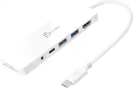 j5create - USB-C Multi-Port Hub with Power Delivery for Mac, PC and More - White