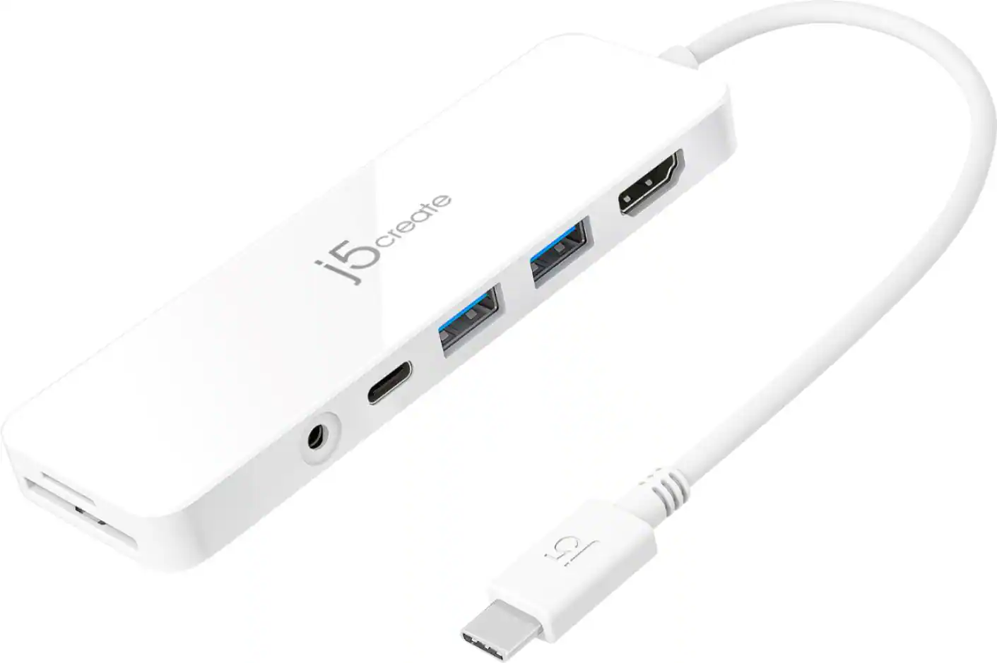 Front. j5create - USB-C Multi-Port Hub with Power Delivery - White.