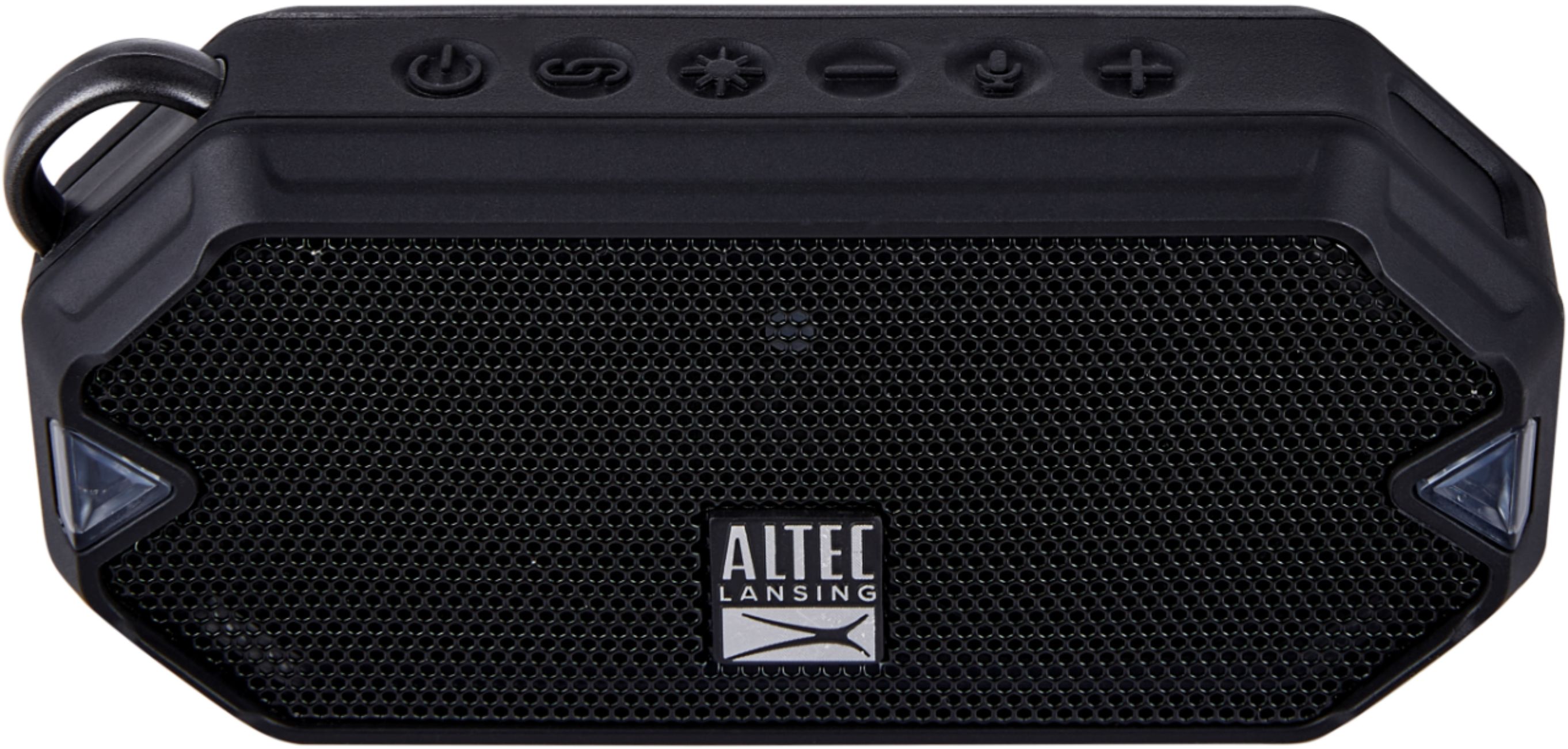 Left View: Altec Lansing HydraMini Everythingproof Wireless Portable Bluetooth Speaker, Black, IMW1000-BLK