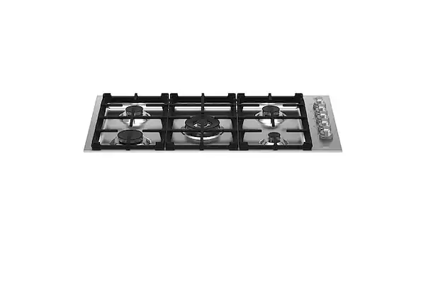Front. Bertazzoni - Master Series 36" Drop-In Gas Cooktop 4 Brass Burners - Stainless Steel.