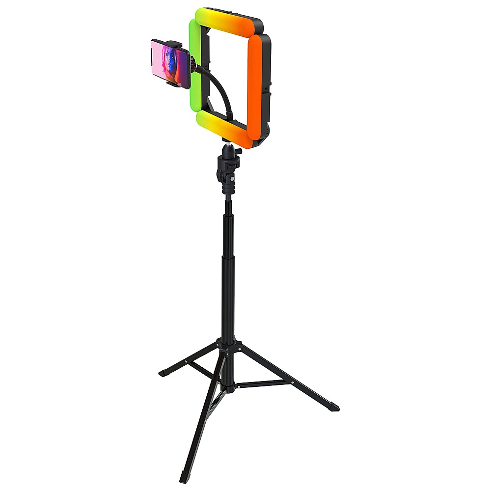 Angle View: Bower - Multi color four piece foldable square light studio with tripod - Black