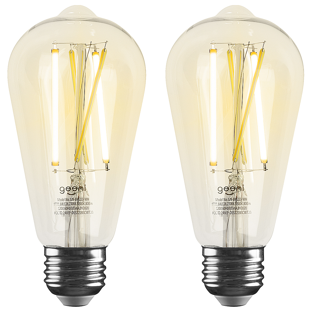 E26 2700K Soft White Dimmable Compatible with  Alexa and Google Assistant A60 Smart WiFi LED Light Bulb Smart Wi-Fi Amber LED Edison Light Bulb 2 Packs No Hub Required A19