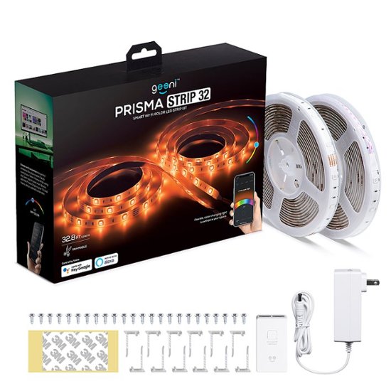 Front Zoom. Geeni - Prisma Smart LED Strip Lights, 32.8 ft. - Works with Amazon Alexa and Google Assistant - No Hub Required.
