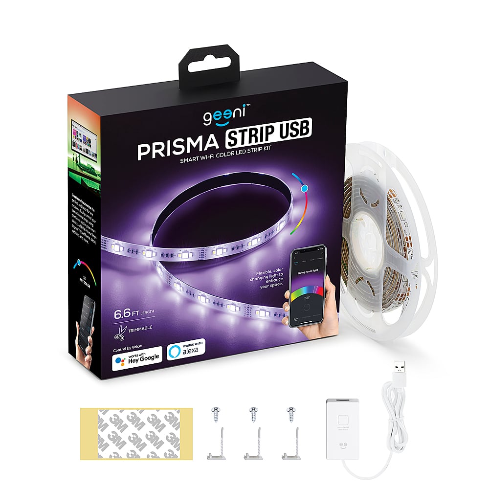 Front. Geeni - Prisma Smart LED Strip Lights (2M) - Multicolor - White .