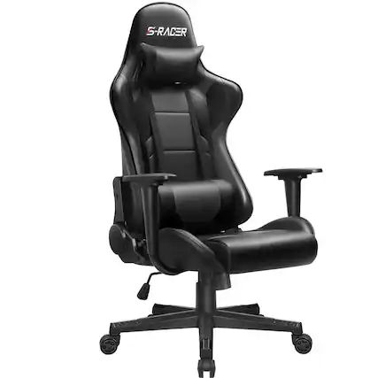 Front. Homall - Gaming Chair Office Chair Ergonomic Adjustable High Back Computer Chair Desk Chair with Headrest & Lumbar Support - BLACK.
