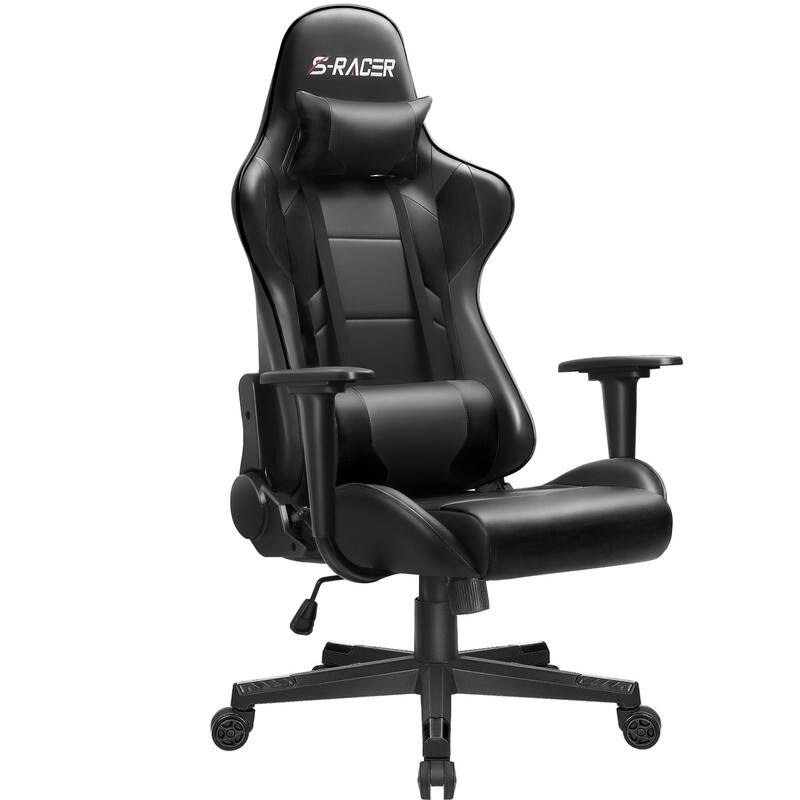 Front. Homall - Gaming Chair Office Chair Ergonomic Adjustable High Back Computer Chair Desk Chair with Headrest & Lumbar Support - BLACK.