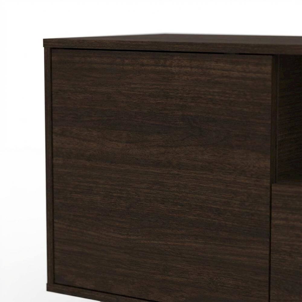 Alt View 1. FurniFact - Walnut Laminate TV Console in Brown with Modern Design and Engineered Wood - Brown.