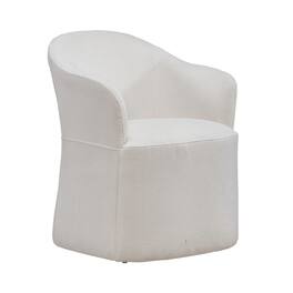 Liberty Furniture Industries - Accent Dining Chair with Castors - Squared Arm - Ivory Upholstry - White