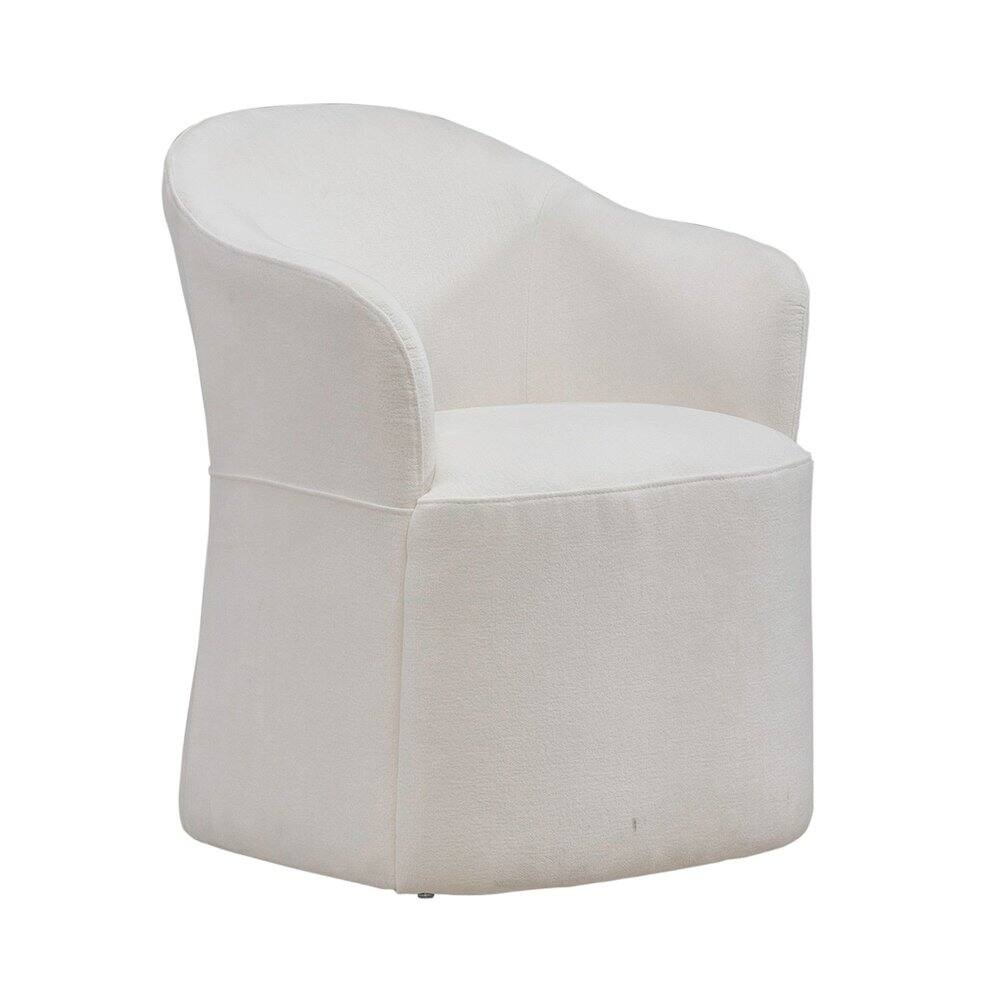 Front. Liberty Furniture Industries - Accent Dining Chair with Castors - Squared Arm - Ivory Upholstry - White.