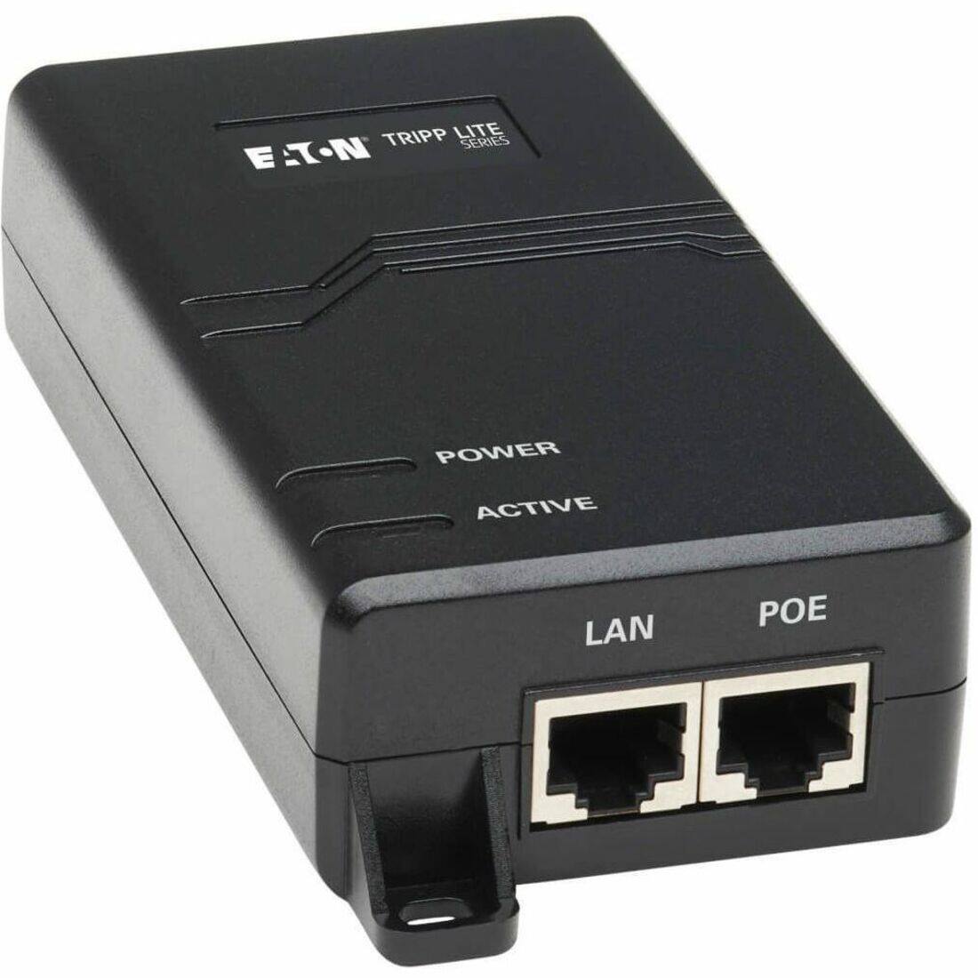 Tripp Lite - Gigabit PoE+ Midspan Active Injector - IEEE 802.3at/802.3af 1-Port (NPOE-30W-1G) - Black
