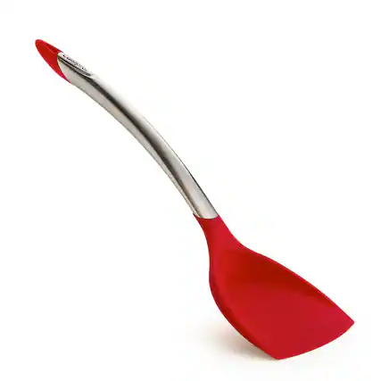 Front. Cuisipro - Silicone & Stainless Steel Wok Turner, Red - Red.