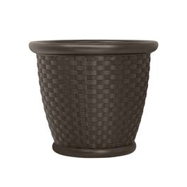 Suncast - Resin Wicker Decorative Yard Planter - Brown