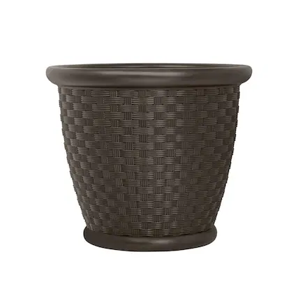 Alt View 11. Suncast - Resin Wicker Decorative Yard Planter - Brown.