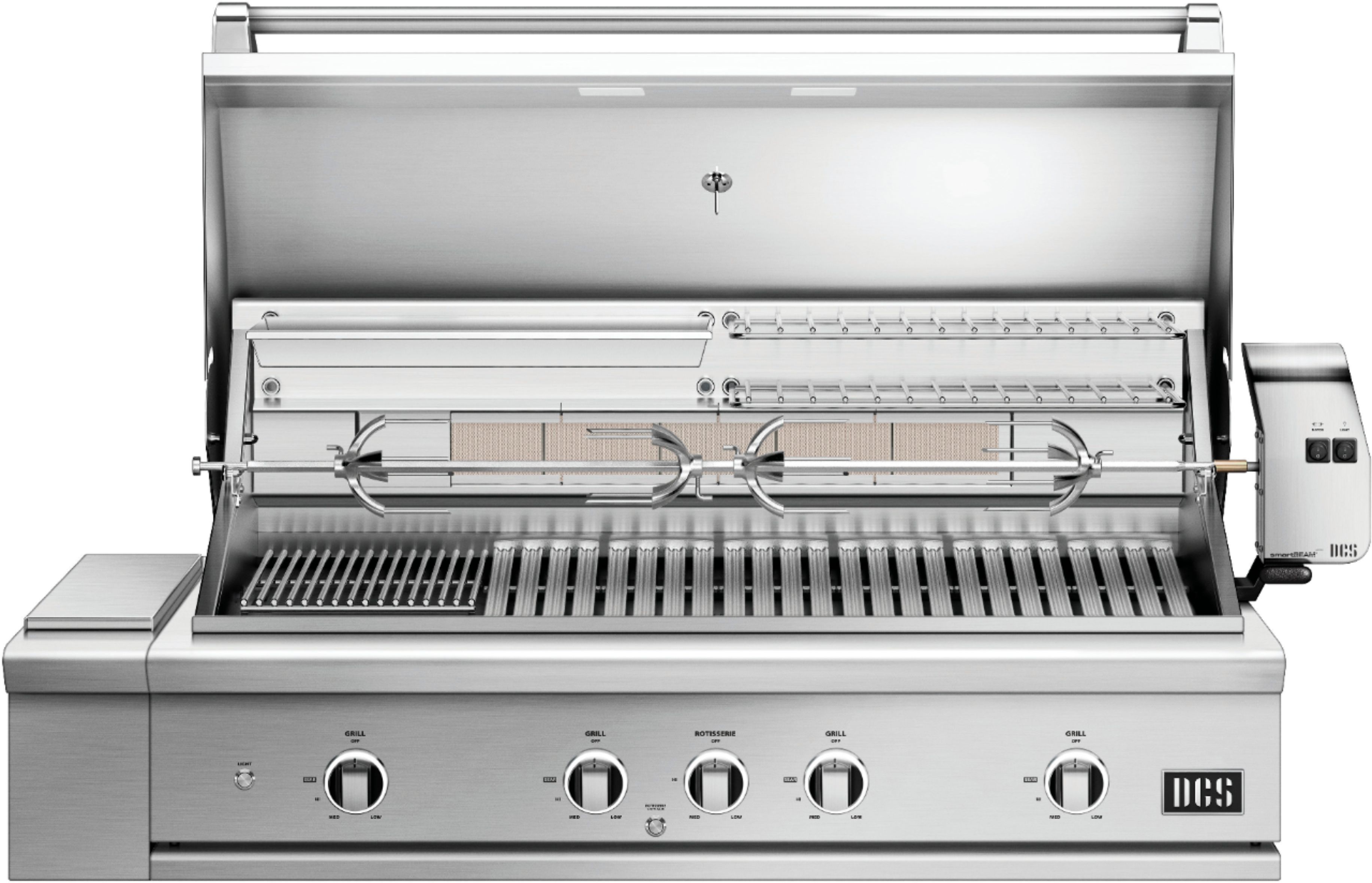 Left View: DCS by Fisher & Paykel - Series 9 48 in. Grill Rotisserie and Charcoal Natural Gas - Stainless Steel