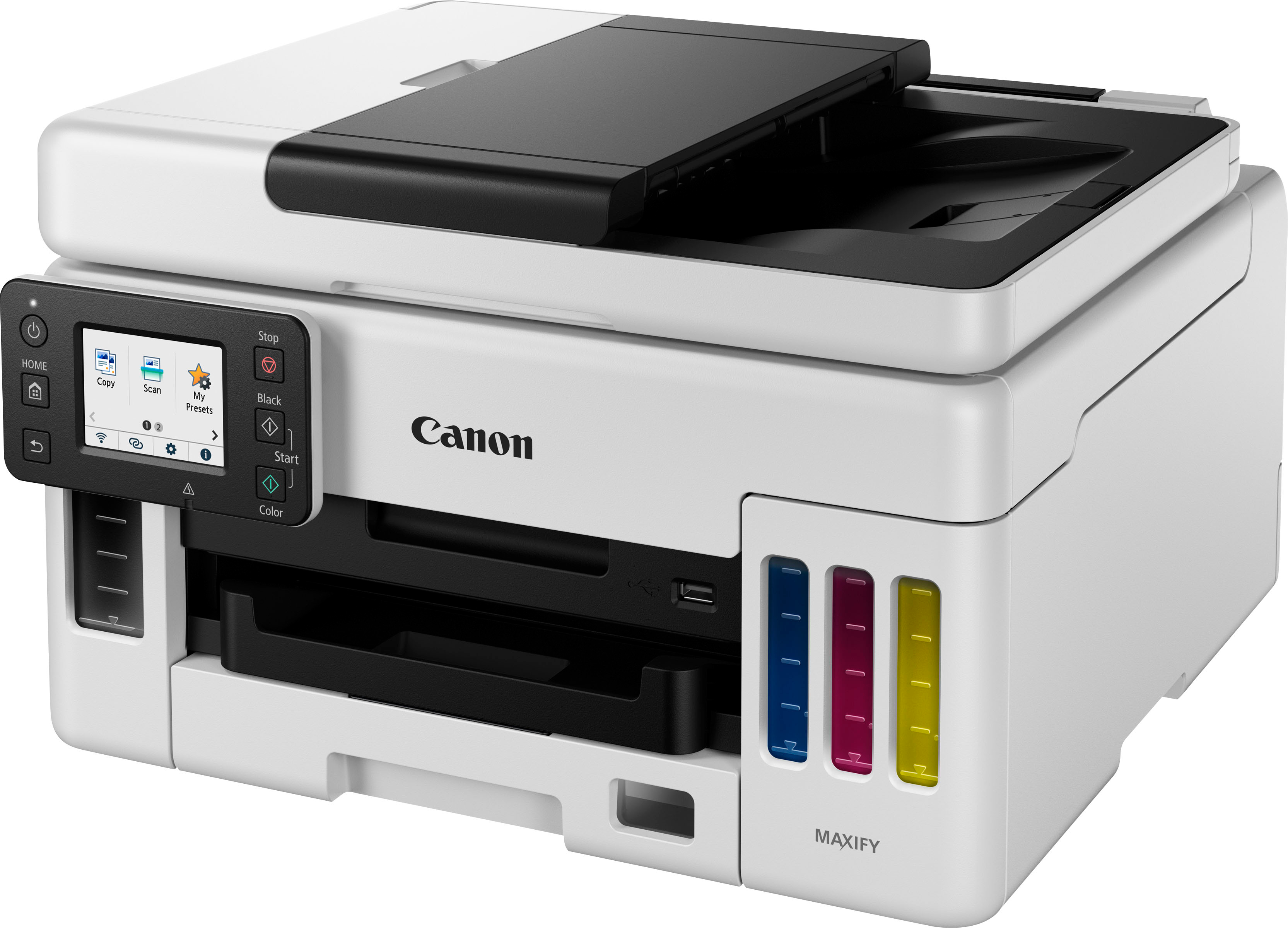 Angle View: Canon - MAXIFY MegaTank GX6020 Wireless All-In-One Inkjet Printer - White