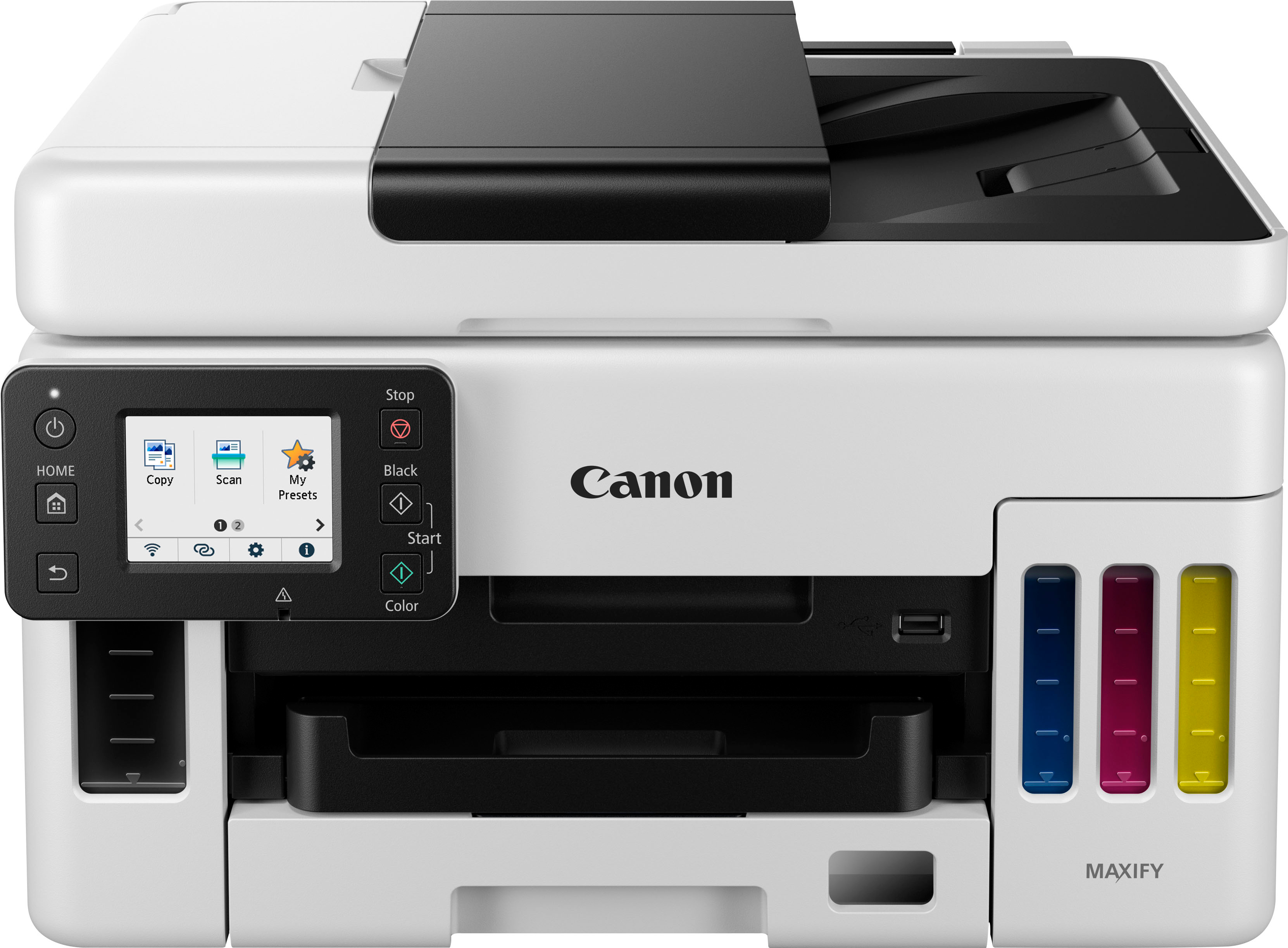 Left View: Canon - MAXIFY MegaTank GX6020 Wireless All-In-One Inkjet Printer - White