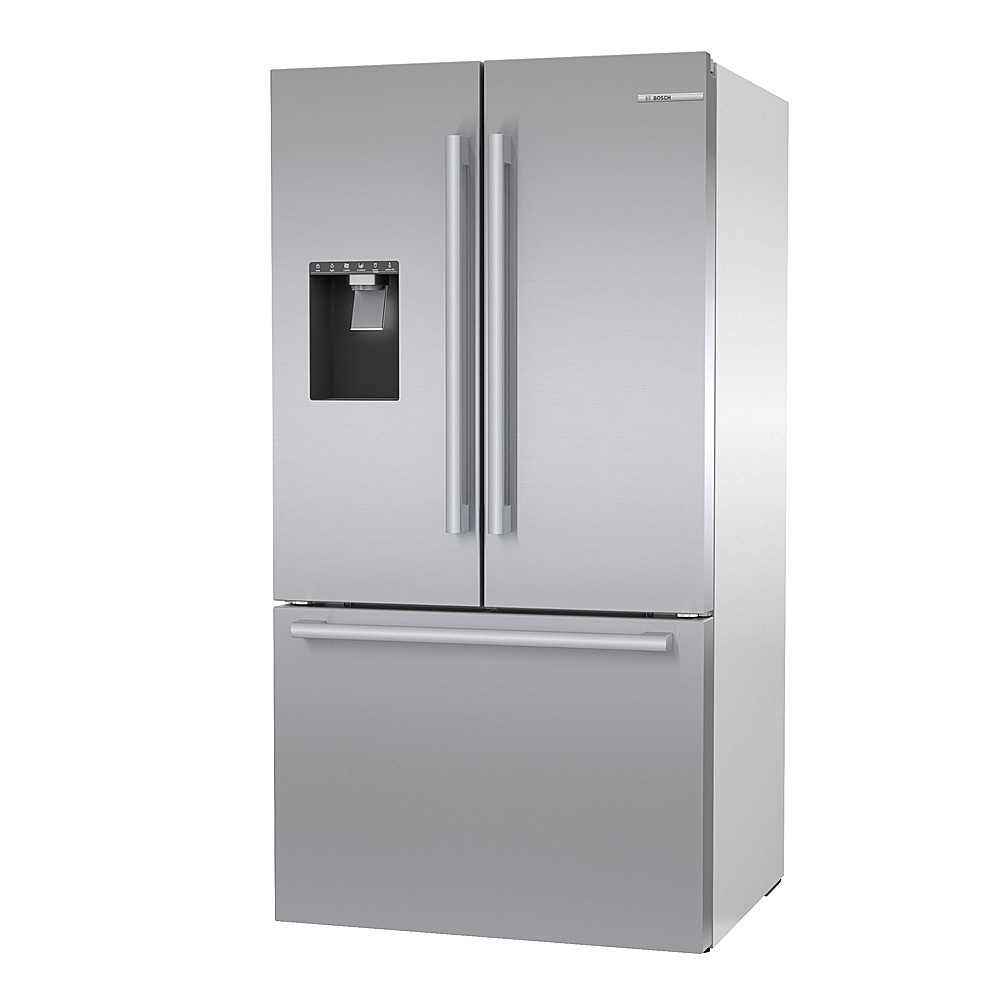 Left View: Bosch - 500 Series 26 Cu. Ft. French Door Smart Refrigerator with External Water and Ice - Stainless Steel