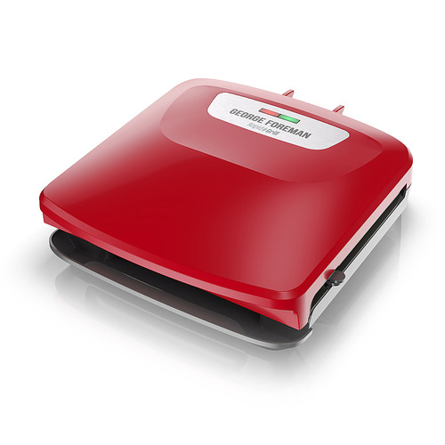George Foreman - Indoor Electric Grill and Panini Press with 4 Removable Serving Plates - Red