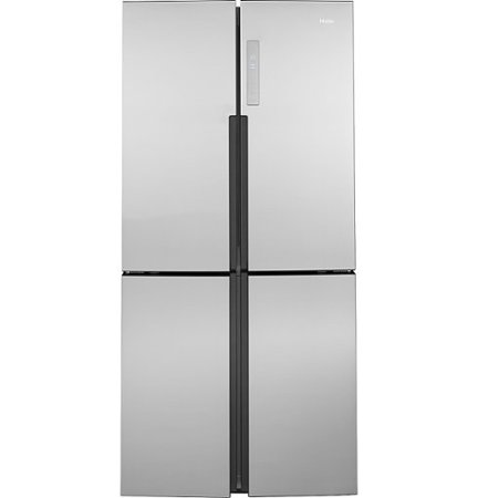 Haier - 16.8 Cu. Ft. 4-Door French Door Counter Depth Refrigerator with LED Lighting - Stainless Steel